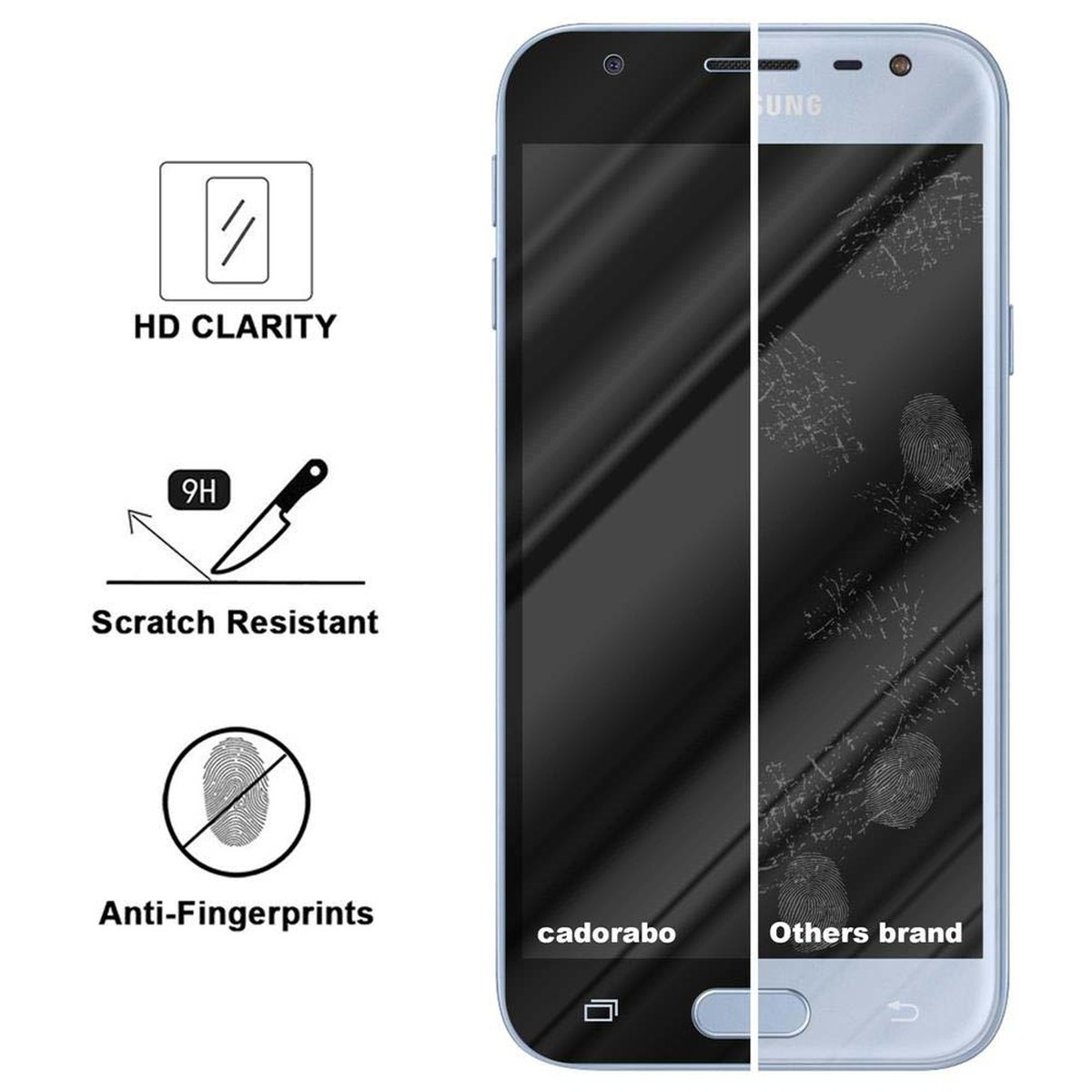 CADORABO Schutzglas J3 PRO) Galaxy Samsung Schutzfolie(für voll kelebend