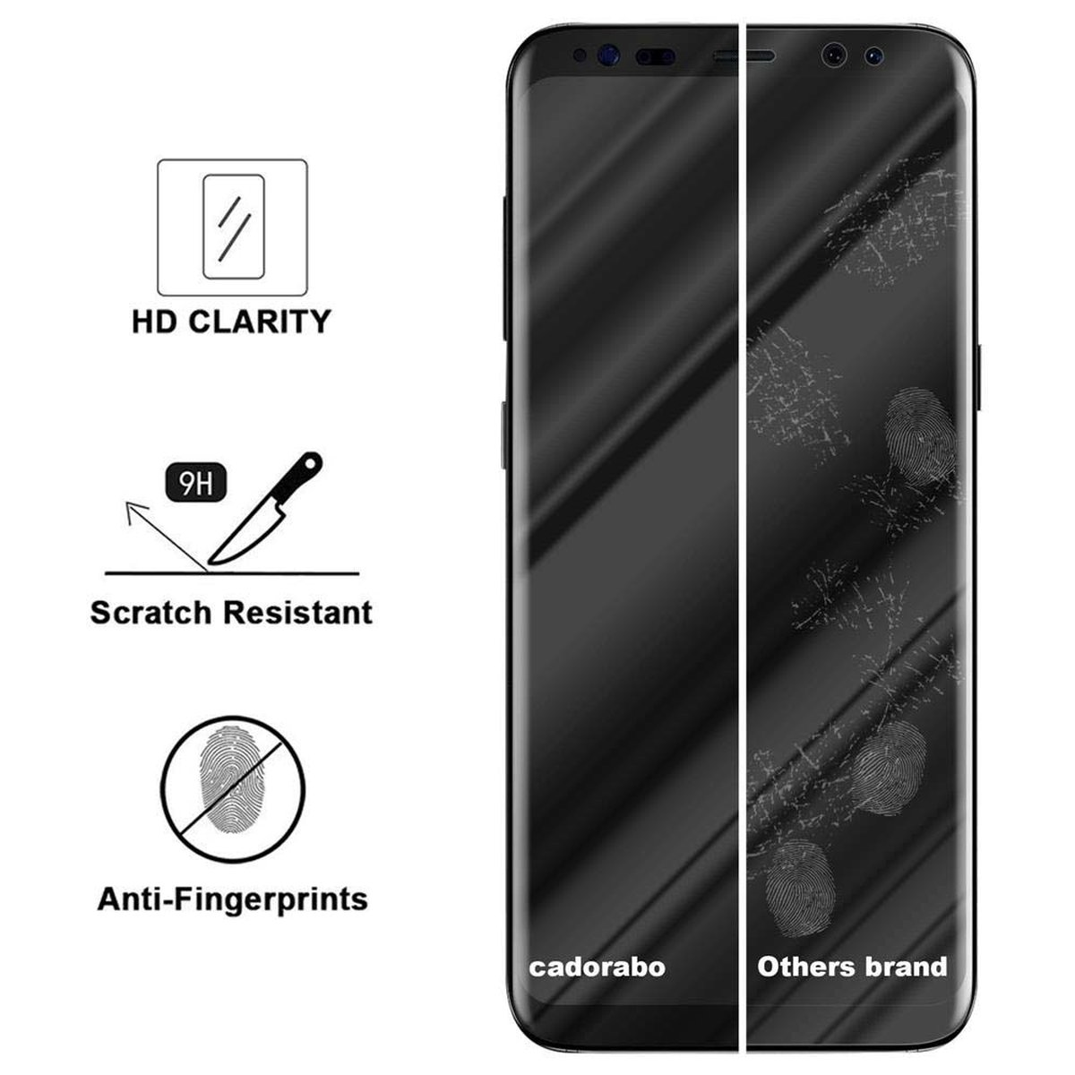 vollklebend Schutzglas Galaxy S8) Schutzfolie(für Samsung CADORABO