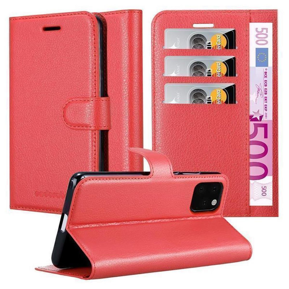 MAX, Apple, 11 KARMIN Bookcover, PRO iPhone Hülle Book Standfunktion, CADORABO ROT