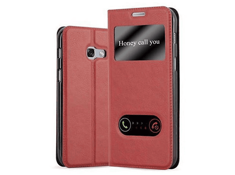 Bookcover, Hülle, View Doppelfenster A5 Samsung, CADORABO ROT 2017, Galaxy Book SAFRAN