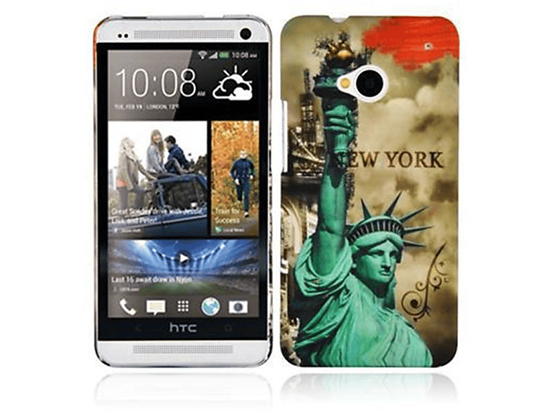 CADORABO Hülle Hard Case Schutzhülle im trendigen Design, Backcover, HTC, ONE M7, NEW YORK - FREIHEITSSTATUE
