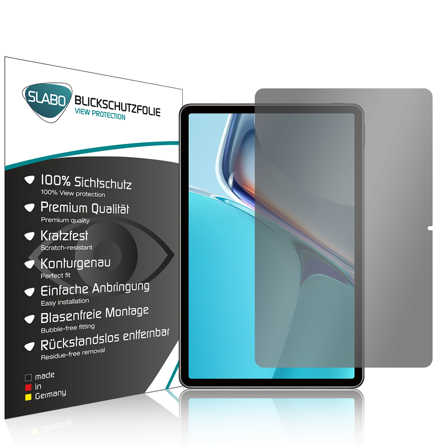 SLABO Blickschutzfolie Schwarz View MatePad (2021)) Displayschutz(für Huawei Protection 360° 11