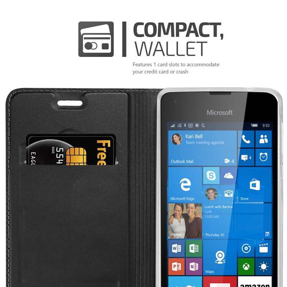 Nokia, Style, CADORABO SCHWARZ 550, Bookcover, Book Handyhülle Classy CLASSY Lumia