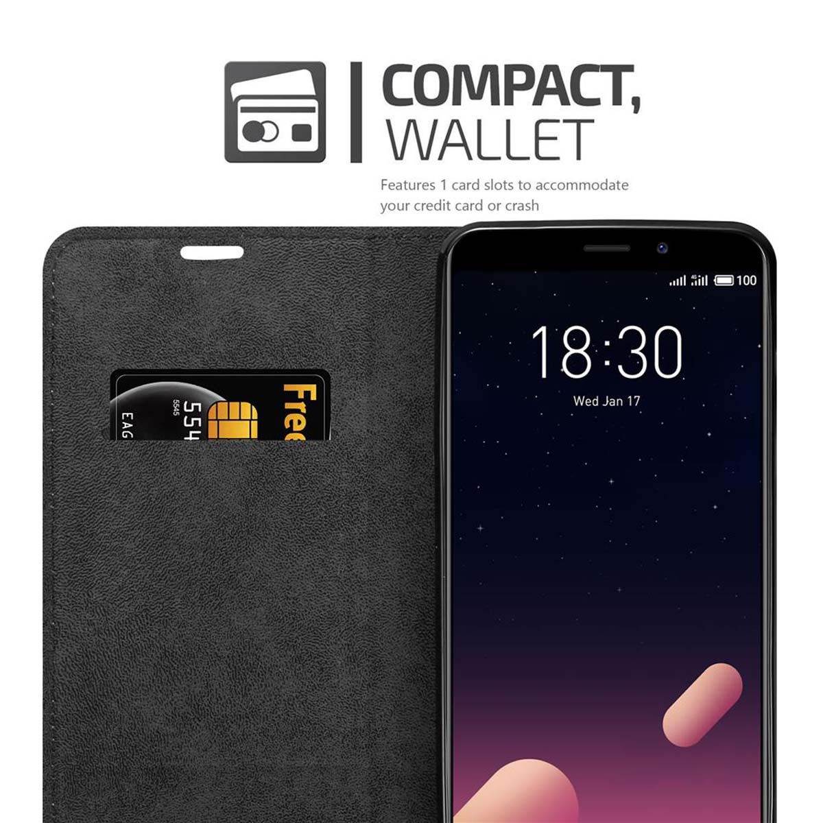 MEIZU, Bookcover, Magnet, Book M6S, Hülle Invisible KAFFEE CADORABO BRAUN