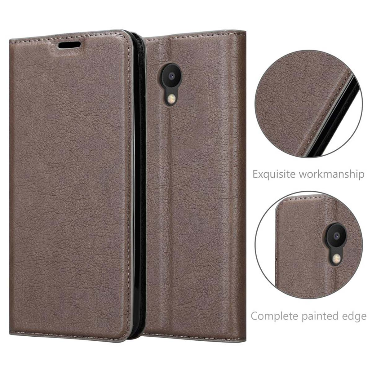 Hülle M6S, Bookcover, KAFFEE BRAUN MEIZU, CADORABO Invisible Book Magnet,
