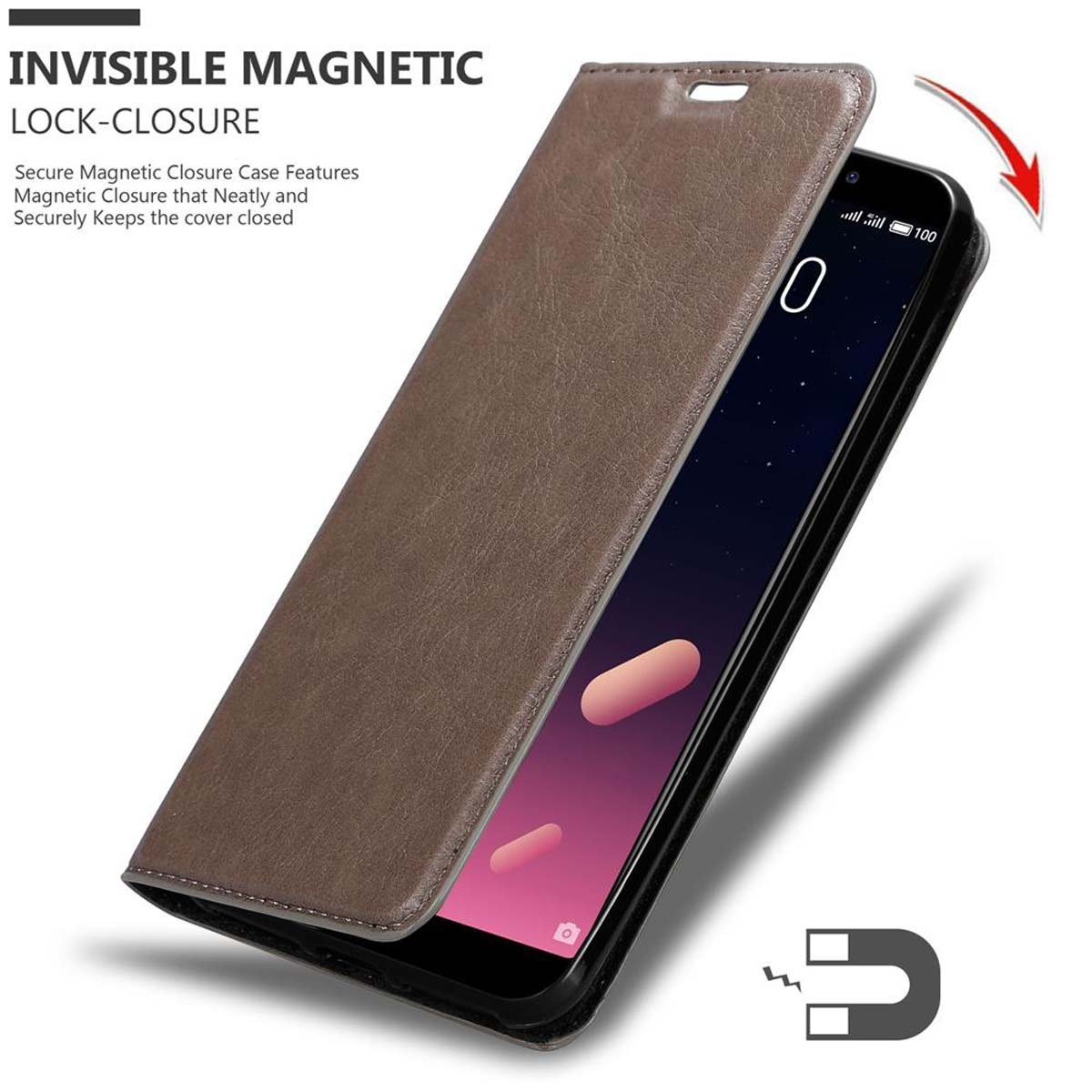 Magnet, KAFFEE Hülle BRAUN MEIZU, Invisible CADORABO Bookcover, Book M6S,