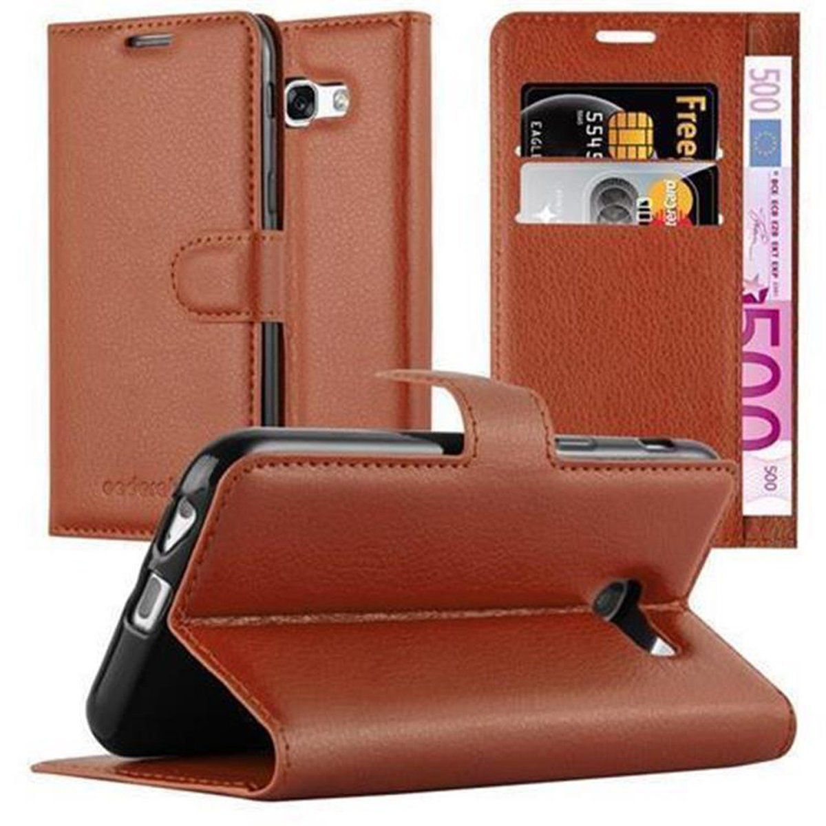 CADORABO Book Standfunktion, Hülle Bookcover, Samsung, A3 SCHOKO Galaxy BRAUN 2017