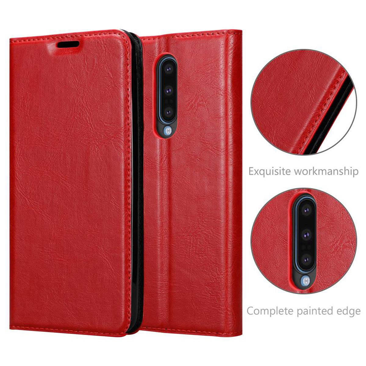 CADORABO Book Hülle Invisible 8, ROT OnePlus, Bookcover, Magnet, APFEL