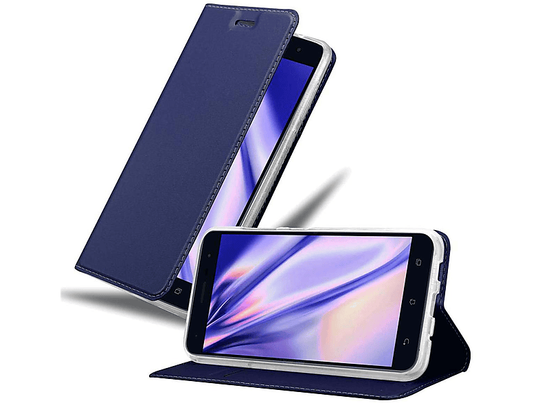 (5.5 Style, Book Asus, CLASSY Classy BLAU DUNKEL Bookcover, Zoll), 3 CADORABO Handyhülle ZenFone