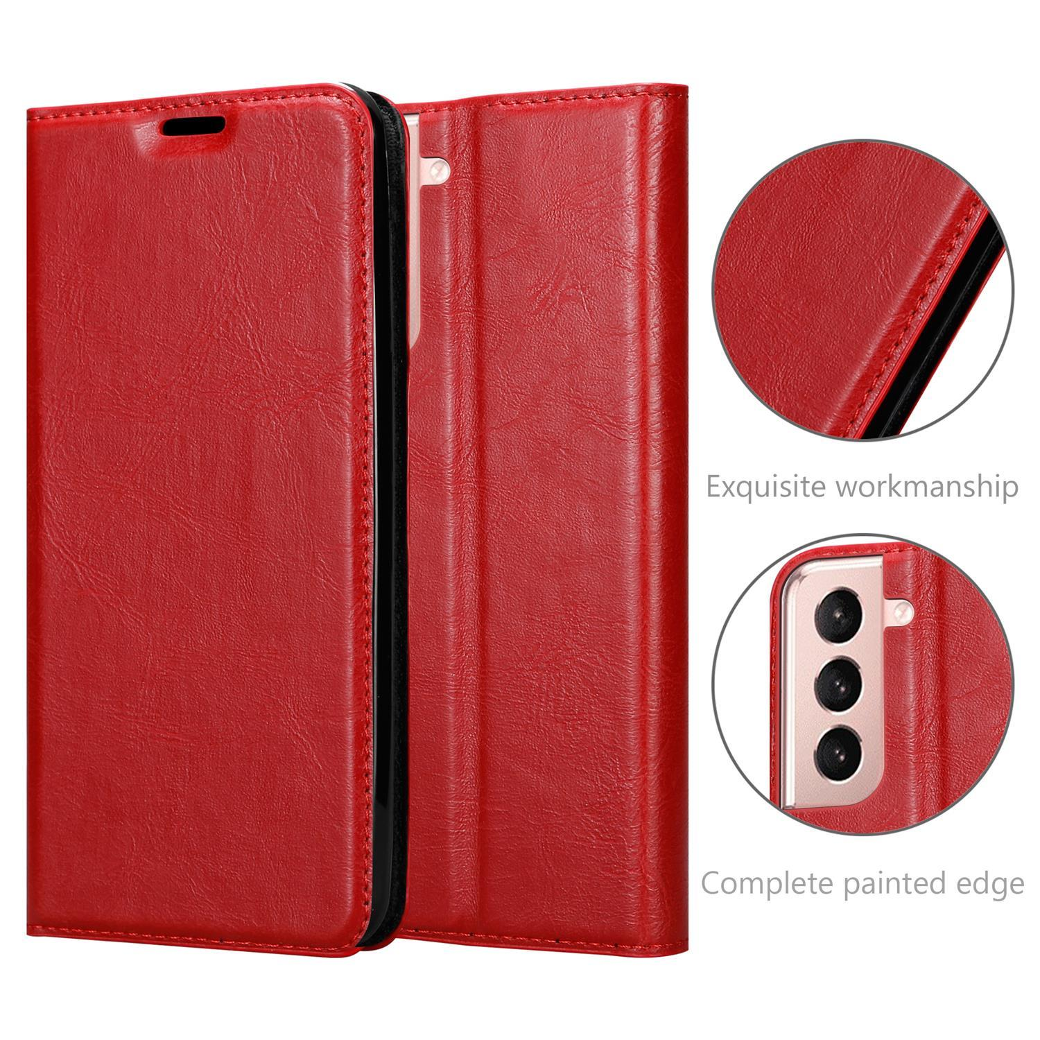 PLUS, Hülle ROT S21 CADORABO Samsung, Invisible Book APFEL Bookcover, Magnet, Galaxy