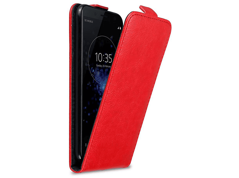CADORABO Hülle im Flip Style, Flip Cover, Sony, Xperia XZ2 COMPACT, APFEL ROT