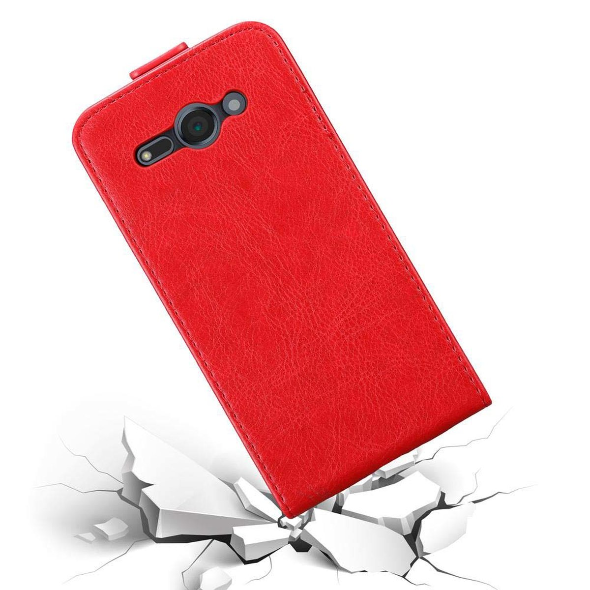 CADORABO Hülle im Flip Style, COMPACT, ROT Flip APFEL Xperia Cover, Sony, XZ2