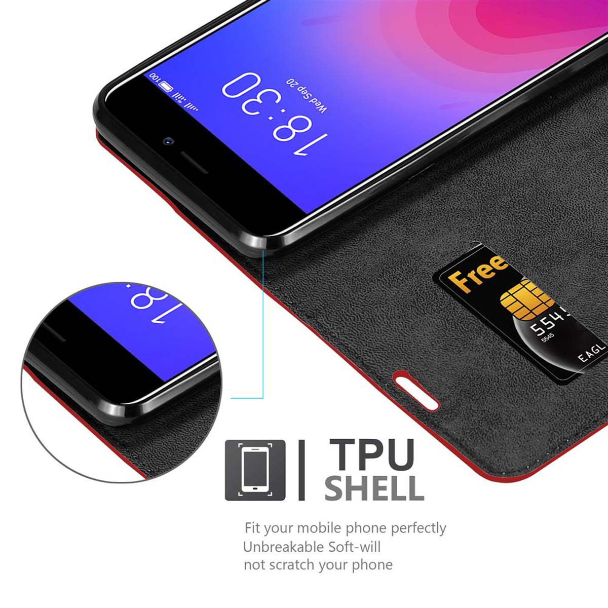 Una custodia per telefono con telefono, SIM e testo TPU shell.