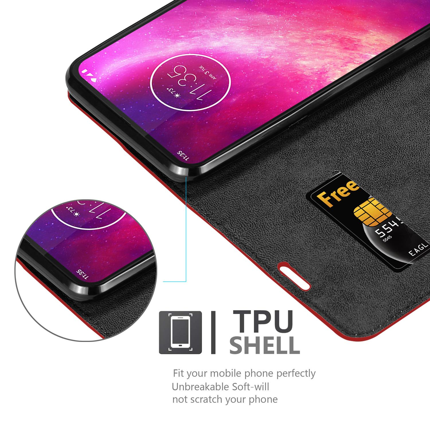 Handyhülle mit Telefon und Kartenfach, zeigt den Telefonbildschirm.