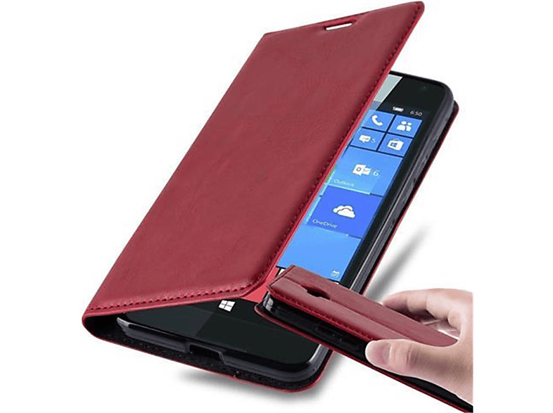 ROT Bookcover, Lumia CADORABO Invisible Magnet, 650, Book Nokia, Hülle APFEL
