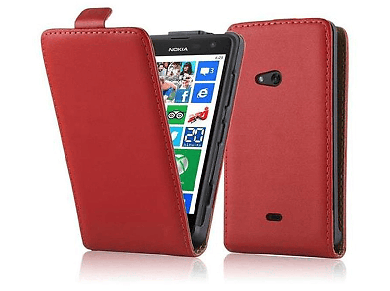 CADORABO Handyhülle im Flip Style, Flip Cover, Nokia, Lumia 625, CHILI ROT