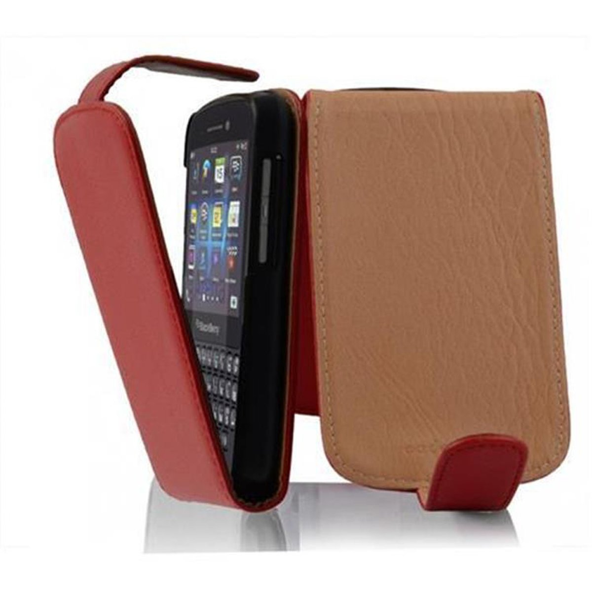 CADORABO Schutzhülle im Flip INFERNO Blackberry, Q10, Cover, ROT Style, Flip