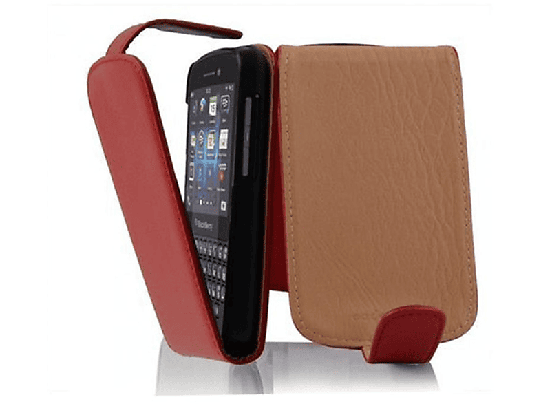 INFERNO Cover, im Blackberry, CADORABO ROT Schutzhülle Flip Flip Q10, Style,