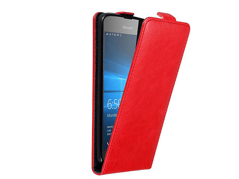 CADORABO Hülle im Flip Style, Flip ROT Cover, APFEL Lumia Nokia, 650