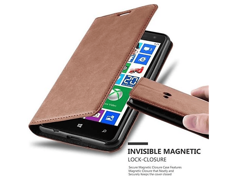 CADORABO Book Hülle Invisible Magnet, Nokia, Bookcover, Lumia 625, BRAUN CAPPUCCINO