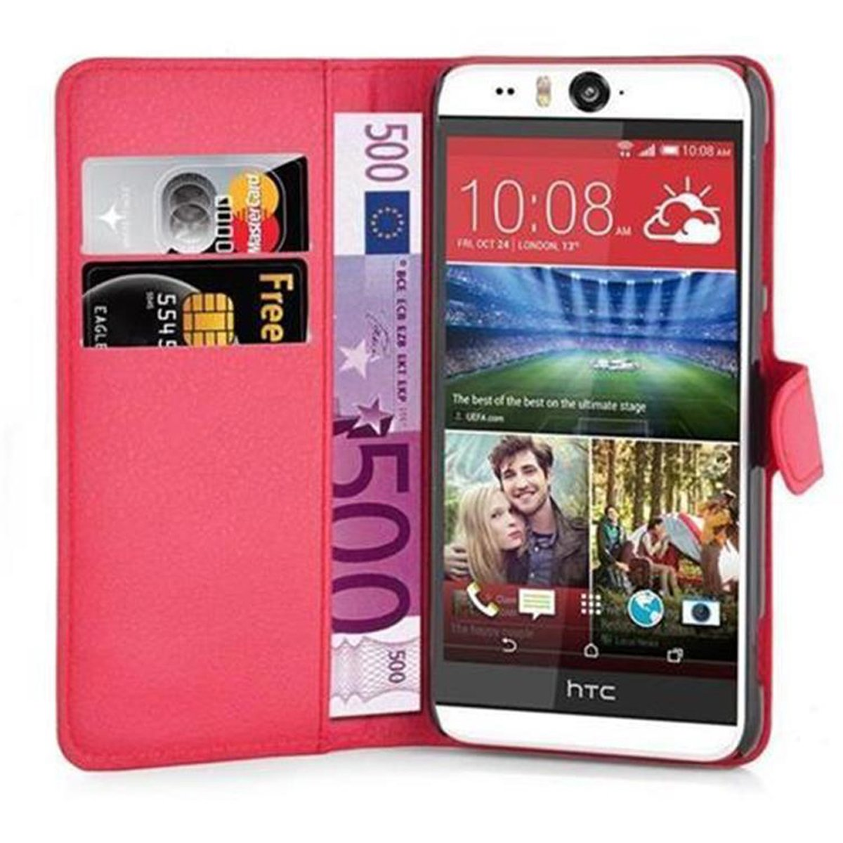 CADORABO ROT Standfunktion, Hülle Bookcover, EYE, KARMIN Book Desire HTC,