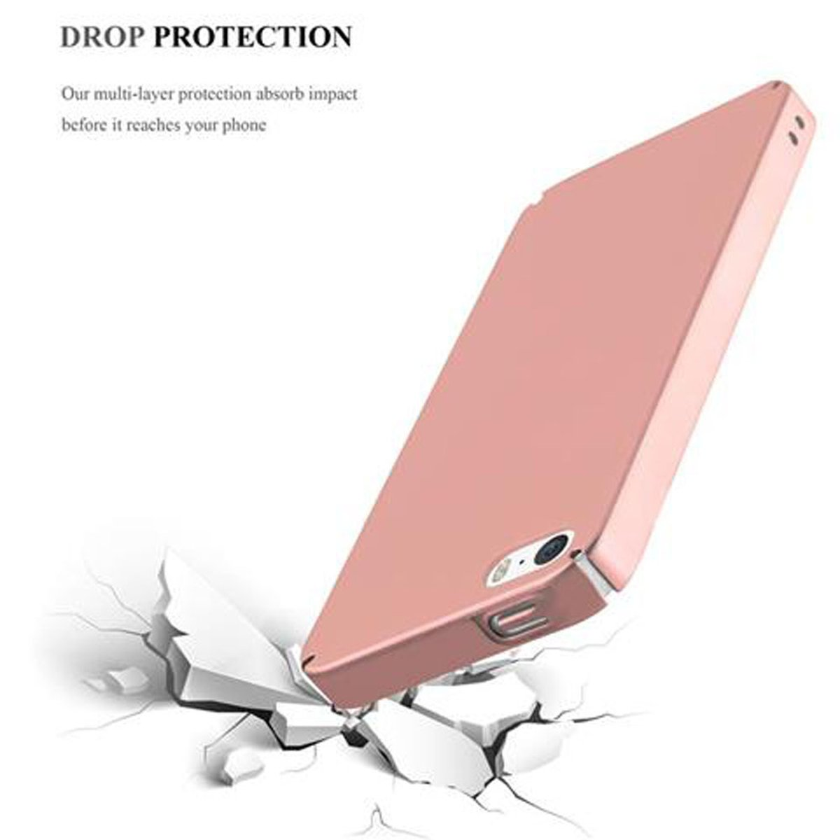 im Backcover, SE Hülle Case METALL Hard 5 Apple, 2016, Metall iPhone 5S Matt Style, GOLD / CADORABO ROSÉ /