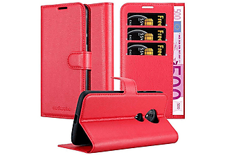 carcasa de móvil  - Funda libro para Móvil - Carcasa protección resistente de estilo libro CADORABO, Motorola, MOTO E5, rojo carmín