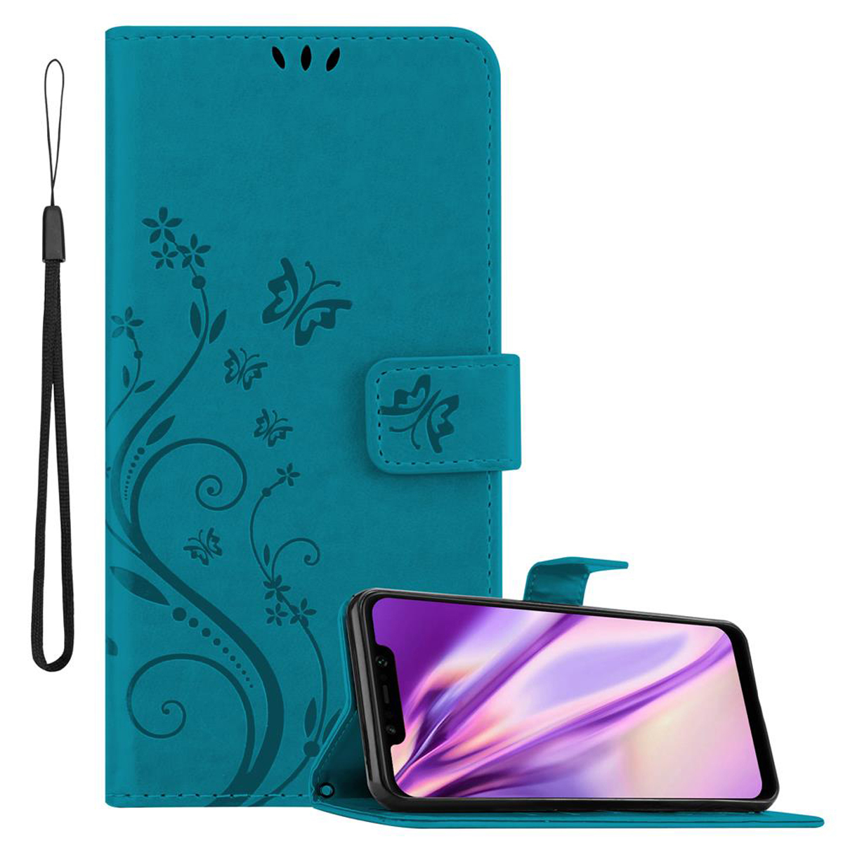 Muster Bookcover, Xiaomi, Case, FLORAL BLAU CADORABO F1, Blumen Flower Hülle Pocophone