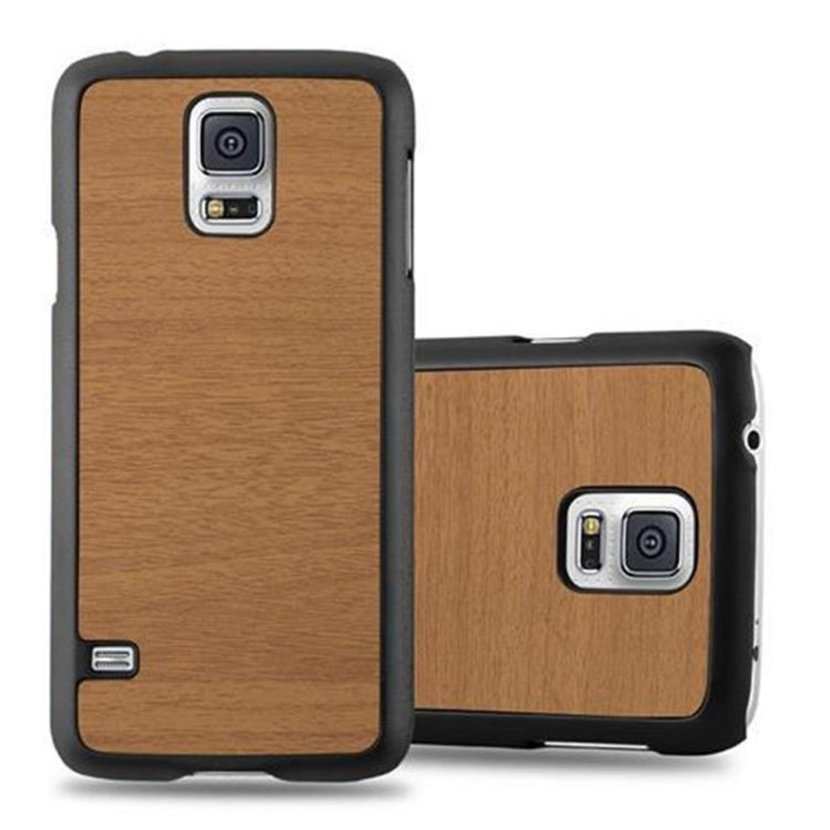 CADORABO Hülle Hard Case Backcover, Samsung, / NEO, Galaxy S5 Style, Woody S5 BRAUN WOODY
