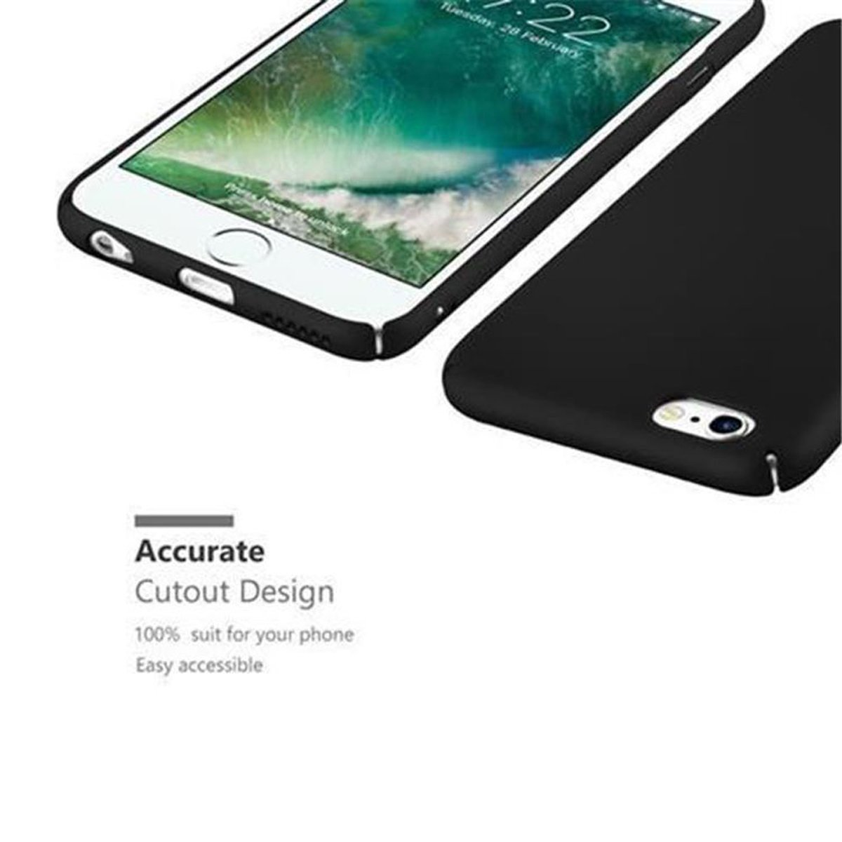 CADORABO Hülle Apple, Style, Matt iPhone METALL SCHWARZ Case Metall 6S, 6 im / Hard Backcover,