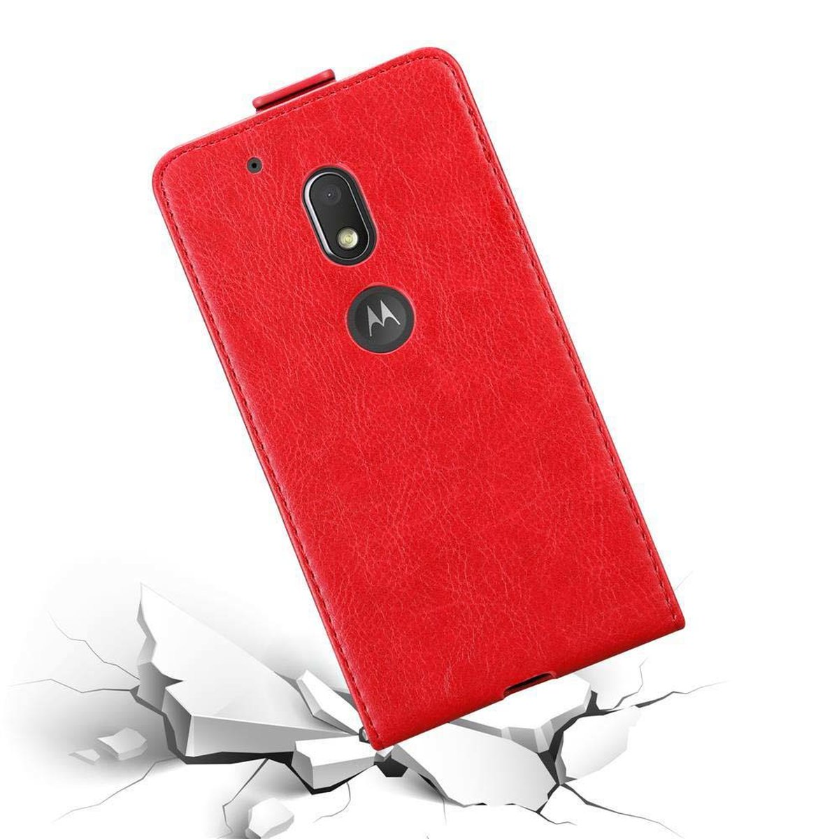 CADORABO Hülle Flip APFEL im MOTO Flip G4 Motorola, ROT Style, Cover, PLAY