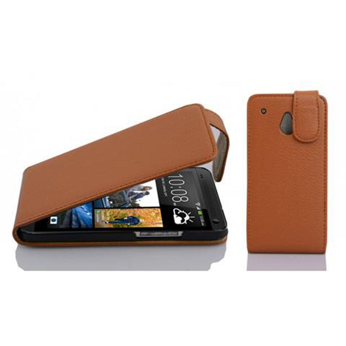 COGNAC Flip Style, ONE BRAUN Flip HTC, CADORABO im M4 Schutzhülle Cover, MINI,