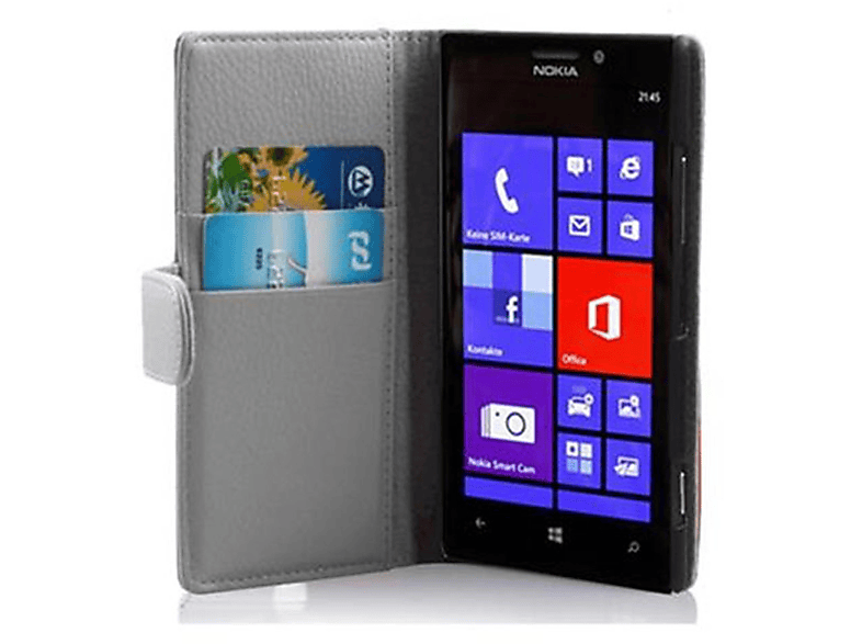 CADORABO Book Hülle WEIß 925, Struktur, MAGNESIUM Lumia mit Nokia, Bookcover