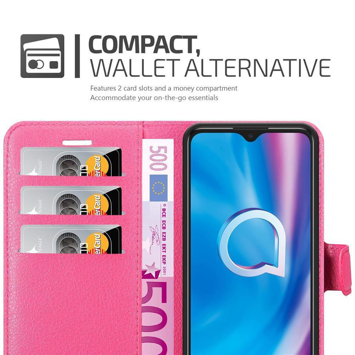 Custodia rosa per telefono con 3 fessure per carte di credito e telefono con logo.
