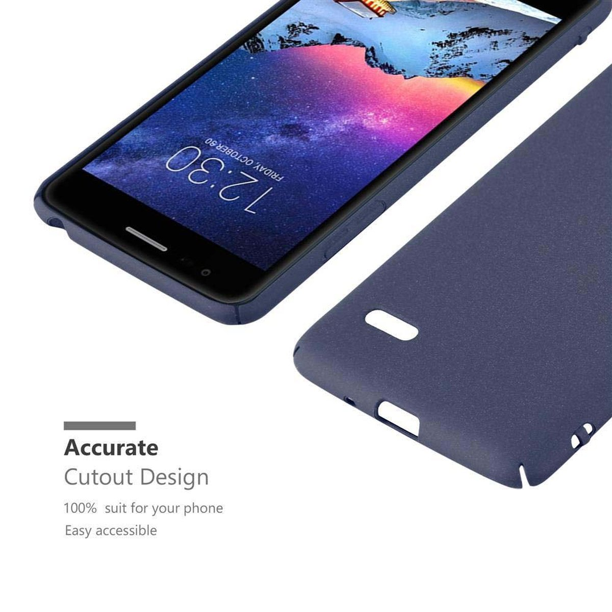 Zwei blaue Handyhüllen. Präzises Ausschnittdesign.