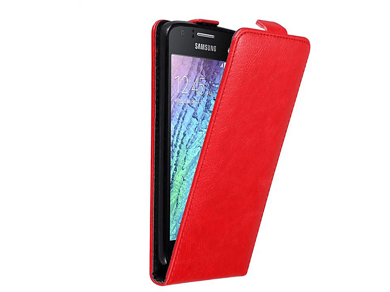 Hülle Samsung, Style, 2015, ROT APFEL Galaxy CADORABO J1 im Flip Cover, Flip