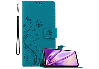 carcasa de móvil  - Funda libro para Móvil - Carcasa protección resistente de estilo libro CADORABO, Samsung, Galaxy A21s, azul floral