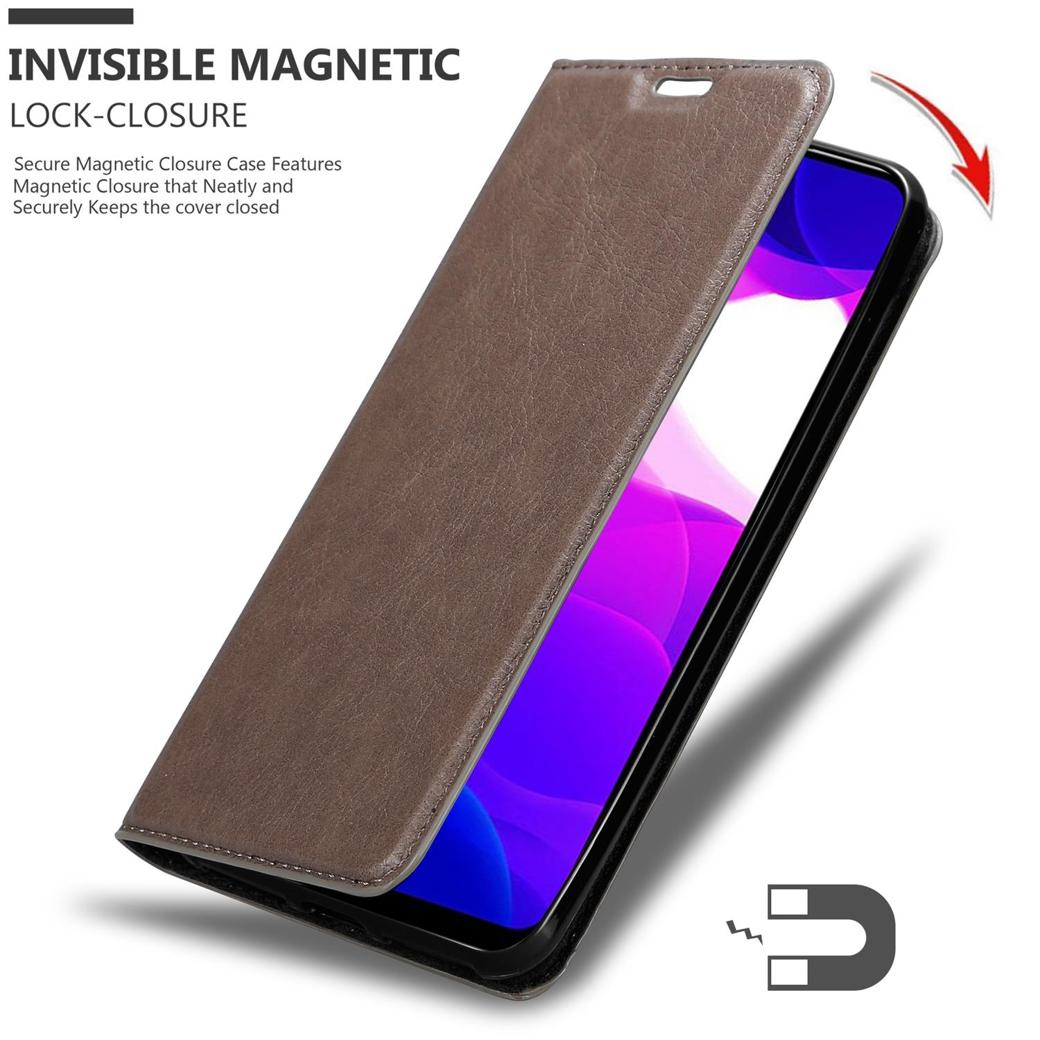 Invisible Hülle BRAUN Magnet, Bookcover, KAFFEE LITE, CADORABO 10 Xiaomi, Book Mi