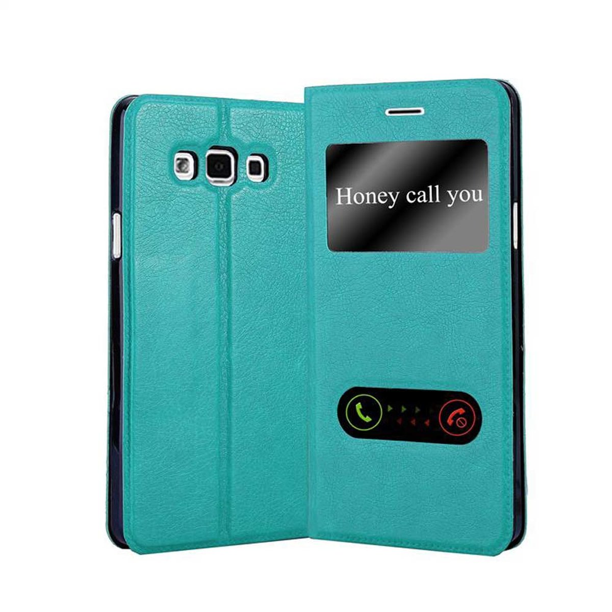 CADORABO Book A7 Galaxy MINT View Doppelfenster Samsung, Hülle, 2015, TÜRKIS Bookcover