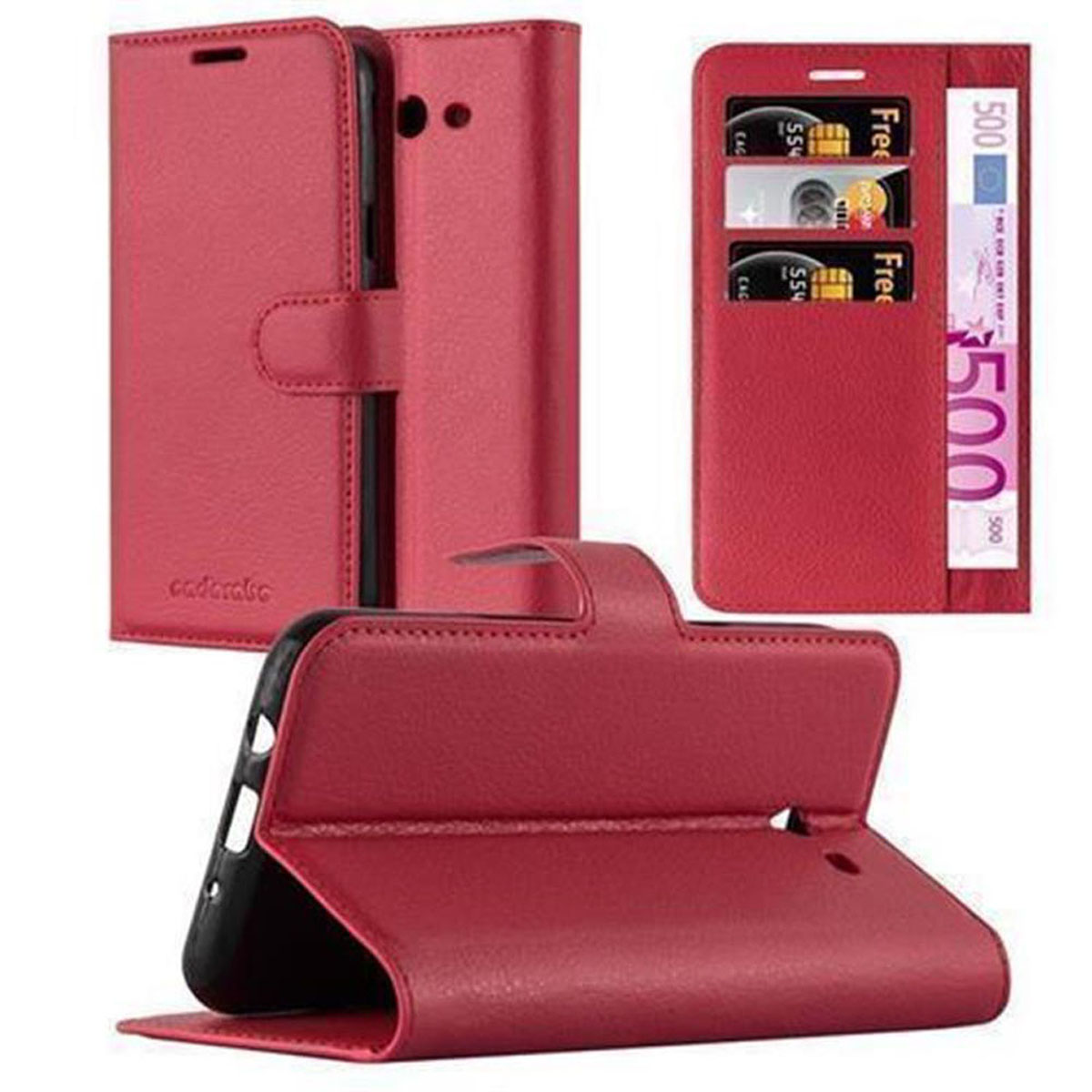 CADORABO Book Hülle Standfunktion, Bookcover, ROT J7 Galaxy 2017 Samsung, US Version, KARMIN