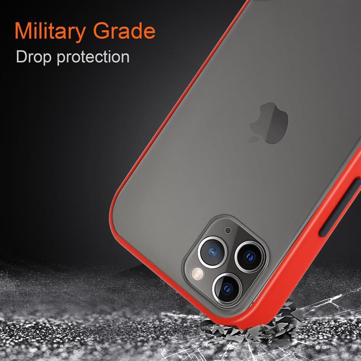 CADORABO Hülle Hybrid Schutzhülle mit Kunststoff Matt 11 Rückseite, - Apple, Schwarze Backcover, matter Rot TPU Tasten und PRO, Silikon Innenseite iPhone