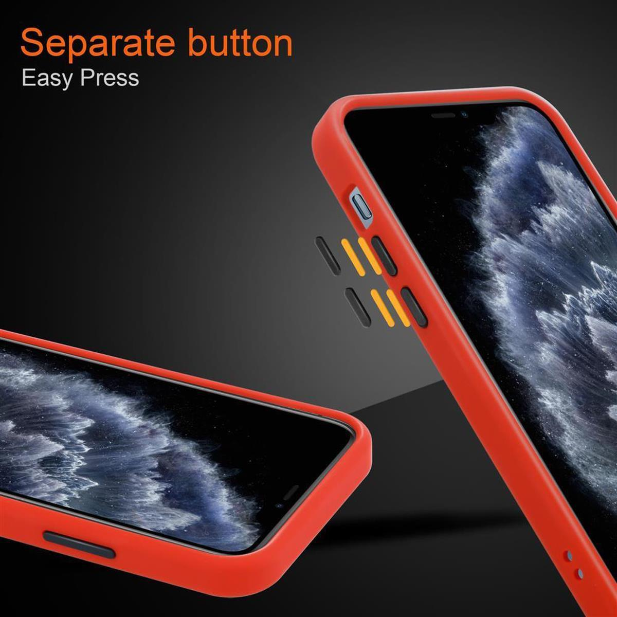 CADORABO Hülle - Schwarze iPhone Silikon matter Schutzhülle PRO, Innenseite und Rückseite, 11 Rot TPU Matt Hybrid Apple, mit Backcover, Kunststoff Tasten