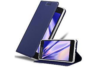 carcasa de móvil  - Funda libro para Móvil - Carcasa protección resistente de estilo libro CADORABO, Sony, Xperia E5, classy azul oscuro