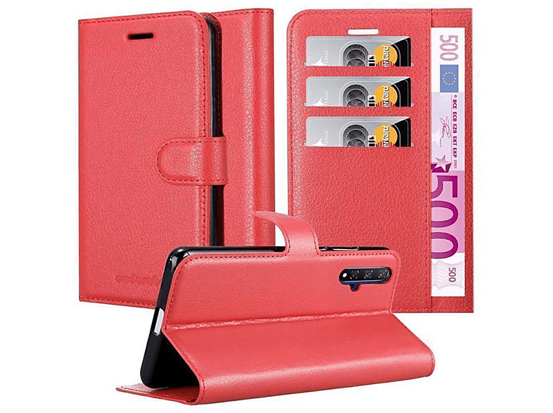 CADORABO Book Hülle 20 ROT 20S / Huawei KARMIN / Bookcover, Standfunktion, 5T, Honor, NOVA