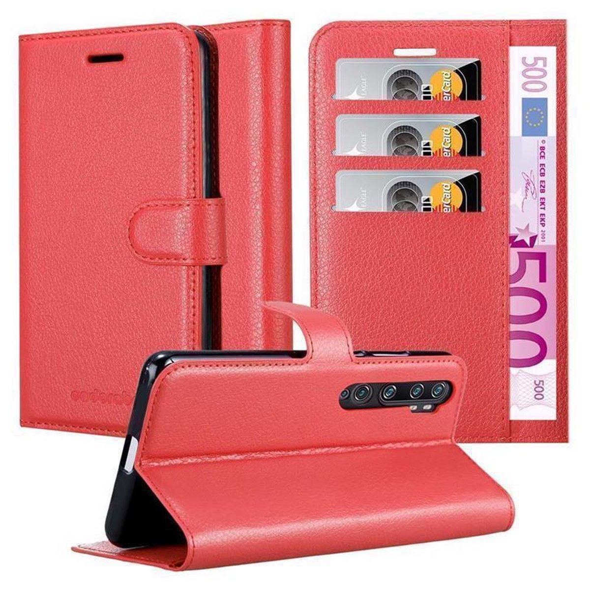 Hülle Book Xiaomi, 4G KARMIN RedMi Bookcover, NOTE NOTE 10 ROT 10S, Standfunktion, RedMi / CADORABO