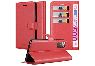 carcasa de móvil  - Funda libro para Móvil - Carcasa protección resistente de estilo libro CADORABO, Samsung, Galaxy NOTE 20, rojo carmín