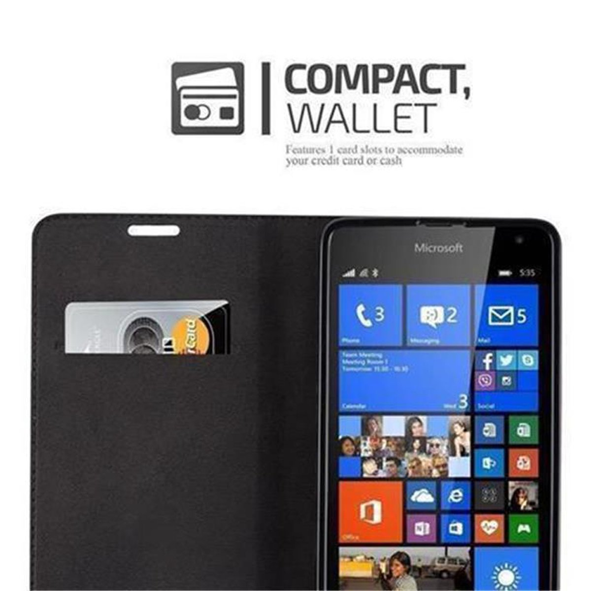 Magnet, Bookcover, APFEL Hülle ROT CADORABO 535, Lumia Invisible Book Nokia,