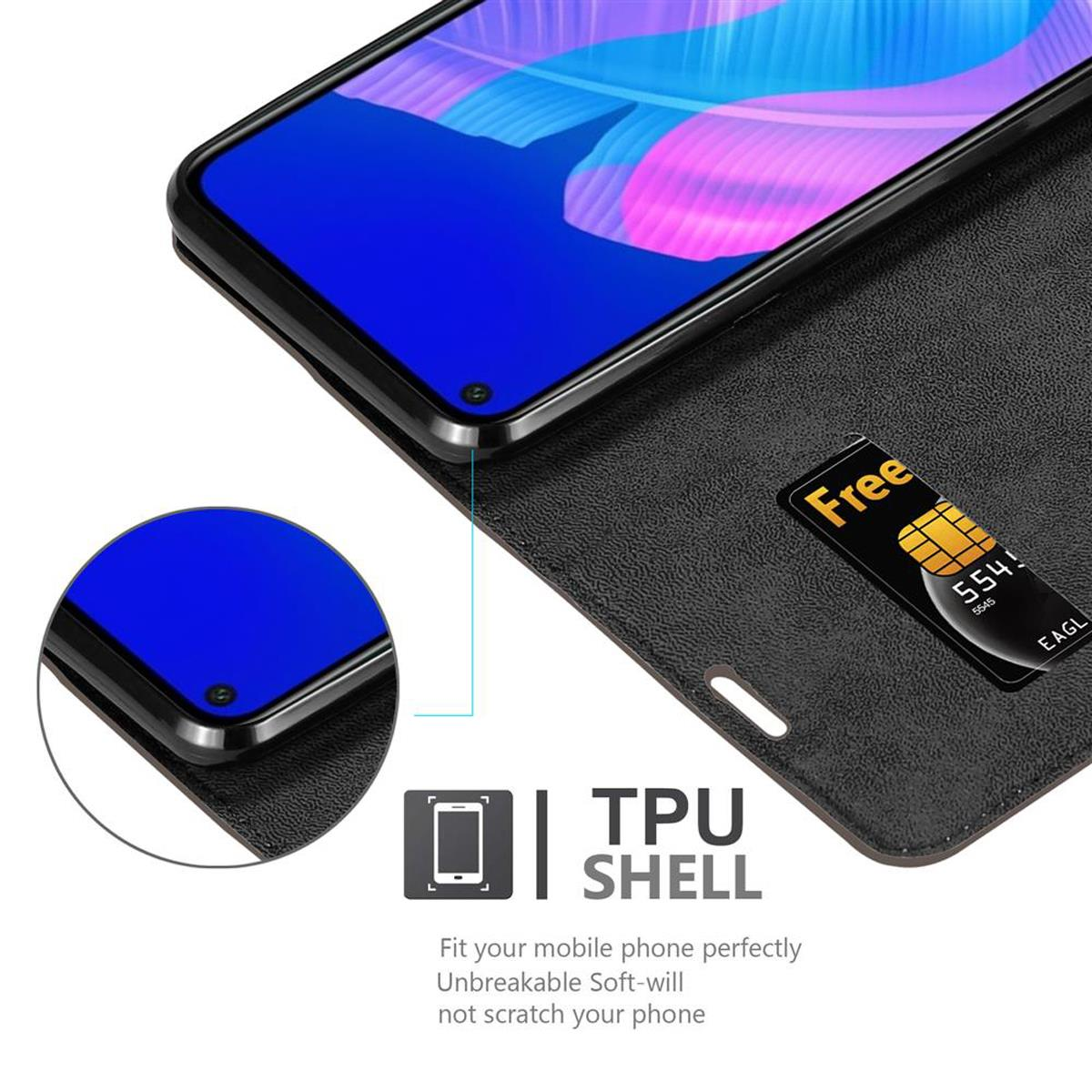 Schwarze Handyhülle mit Telefon darin. Eine SIM-Karte ist sichtbar. Text: TPU SHELL.