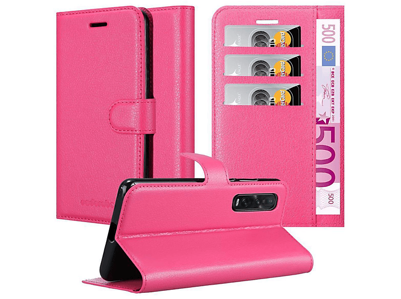 CADORABO Book Hülle Standfunktion, Bookcover, Oppo, FIND X2 PRO, CHERRY PINK