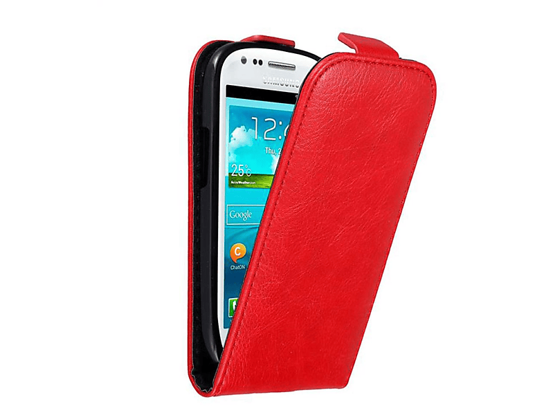 CADORABO Hülle im Flip Style, Flip Cover, Samsung, Galaxy S3 MINI, APFEL ROT